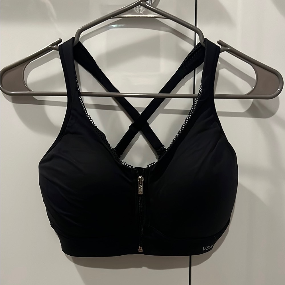Victoria's Secret Black Strappy Sports Bra with Mesh Details